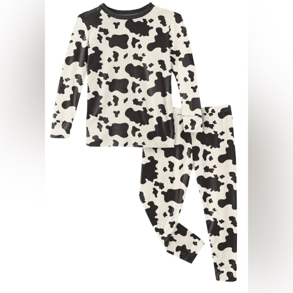 Kickee Pants long sleeve pajama set in cow print, size 5